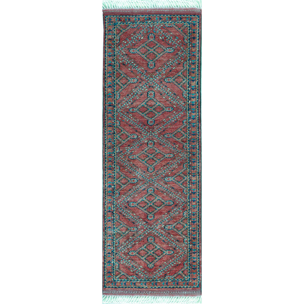 Bokara Rug Co., Inc. HandKnotted HighQuality Red/Blue Runner Area Rug
